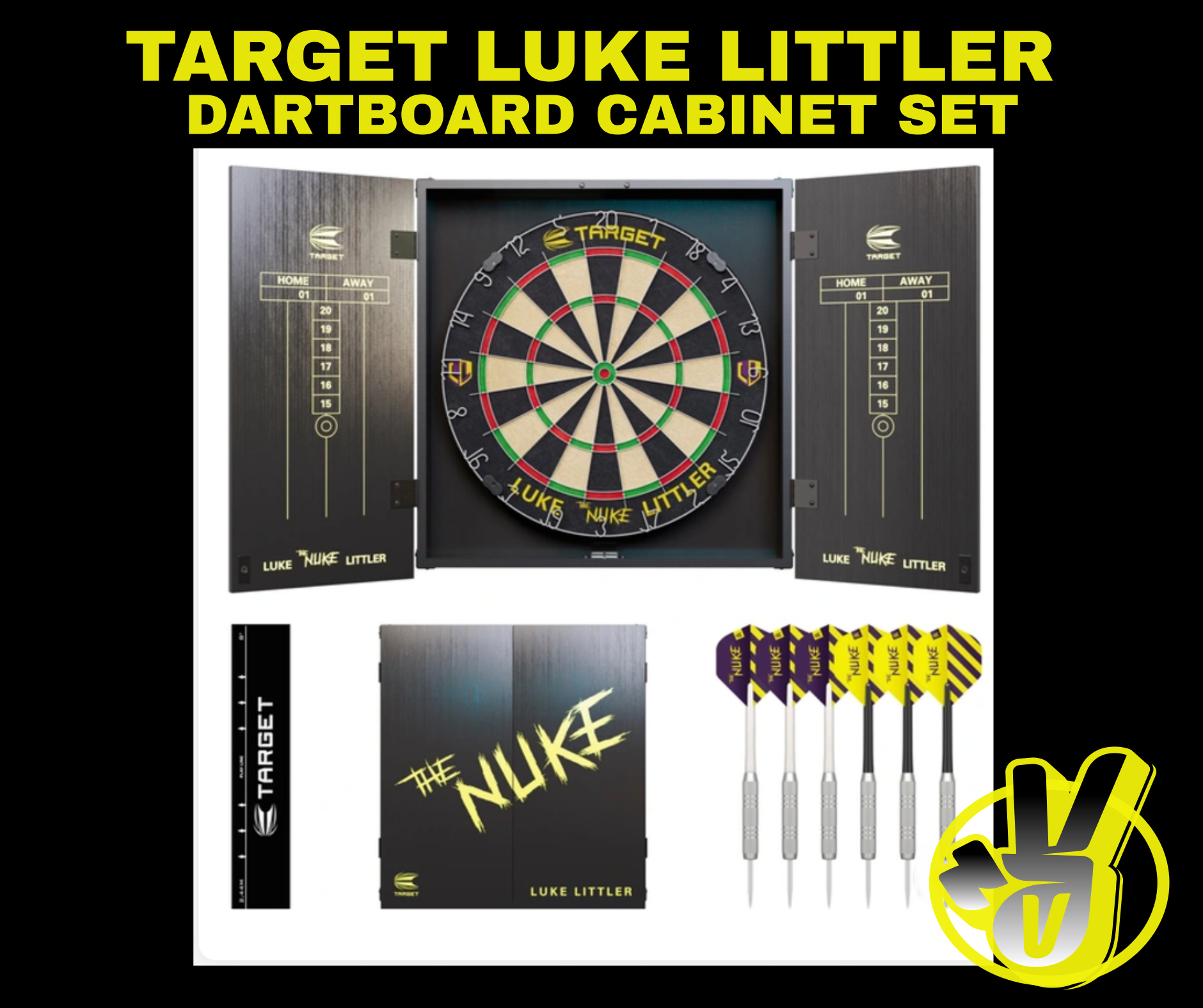 Won LUKE LITTLER DARTBOARD CABINET SET